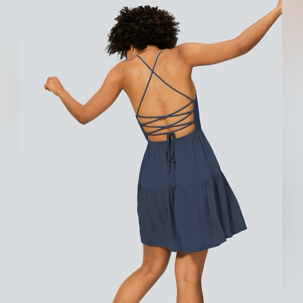 HALARA Backless Dress in Navy Blue